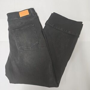 Dear John Black Wide Leg Pintuck Cuffed Jeans Size 30 waist, 28 inseam High Rise